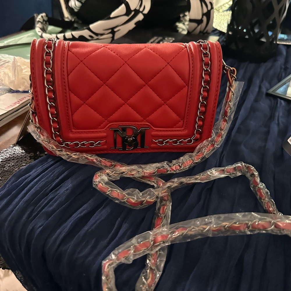 Badgley Mischka Red Quilted Crossbody Bag